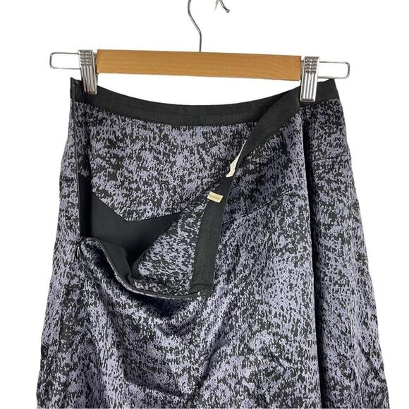 Rebecca Taylor White Noise Purple Black Snap Up Slit Silk A Line Pleat Skirt 0 - Picture 12 of 15